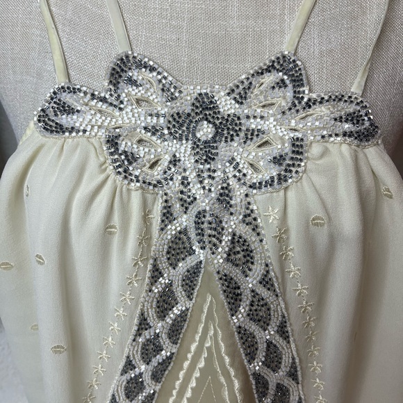 5/48 SILK VELVET STRAP CRISS CROSS BEADED EVENING BLOUSE NWT - Picture 11 of 16